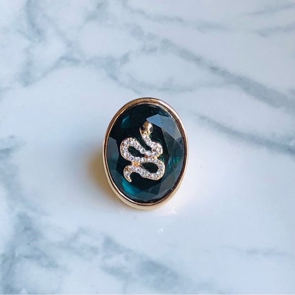 Aldo Faux Emerald Green Snake Ring Size M - Picture 2 of 16